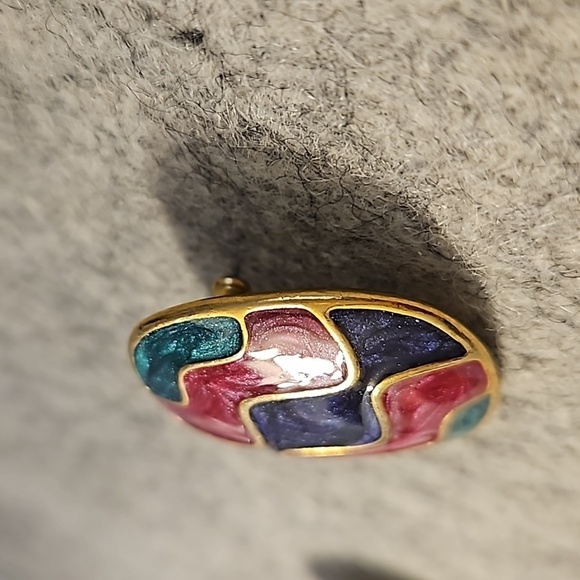 Colorful Enamel Modern Pierced Earrings - Picture 4 of 6